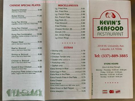 Specialties: We are known for the outstanding Chinese and Japanese cuisine, excellent service, and friendly staff. . Kevins seafood menu lafayette la